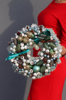 Gwiazdkowe Słodkości, zimowy wianek na drzwi stroik na stół, śr.26cm