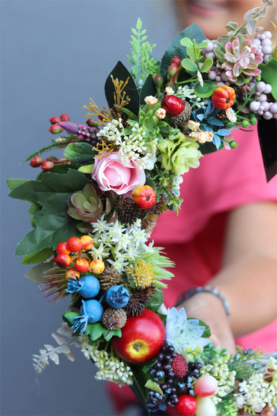 Augustino, efektowny wianek z owocami, śr.36cm 