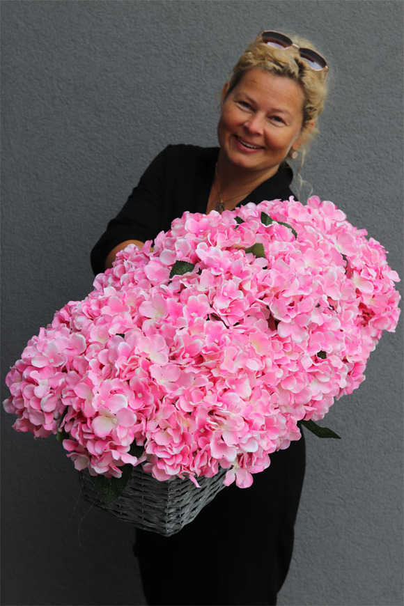 bogaty kosz z hortensjami Provance Pink, wym.34x86cm 