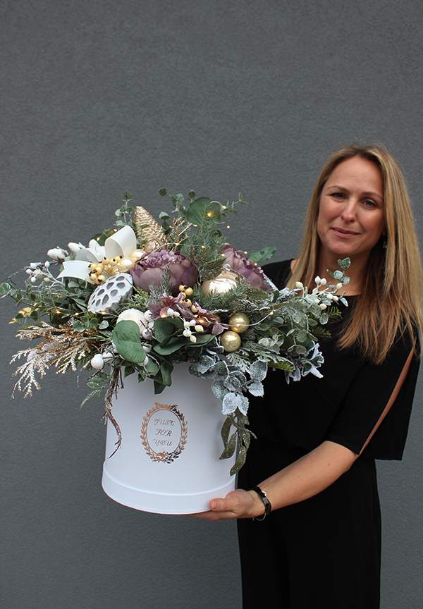 box świąteczny / stroik Zgaszony Fiolet Deluxe, wys.50cm