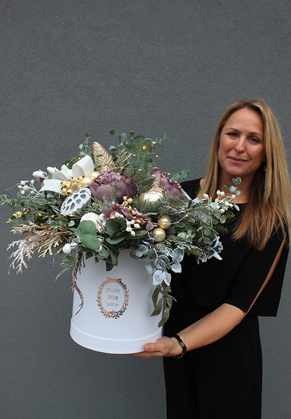 box świąteczny / stroik Zgaszony Fiolet Deluxe, wys.50cm