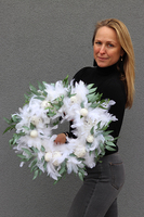 Biella, wielkanocny wianek z białych piór, śr.40cm