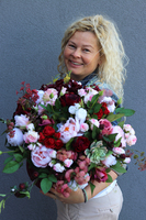 flowerbox w bordowym pudełku, Playa del Carmen, wys.45cm