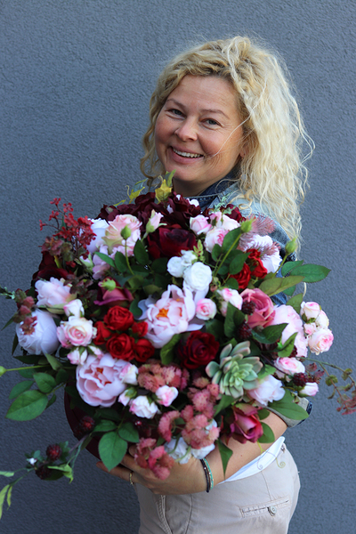 flowerbox w bordowym pudełku, Playa del Carmen, wys.45cm