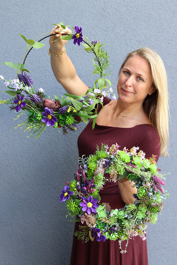 duży egzotyczny wianek, Wooden Style, śr.55cm