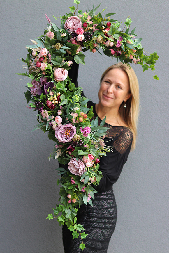 fioletowa girlanda kwiatowa, Moko Fiolettina, dł.150cm   