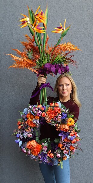 Gedonata Strelicja, egzotyczny bukiet do wazonu, wys.103cm
