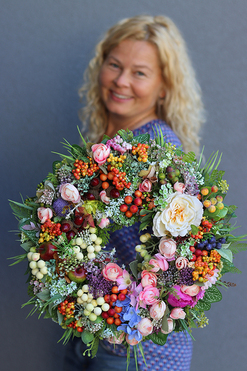 barwny wianek Biały Kwiat Fruito 2, śr.38cm