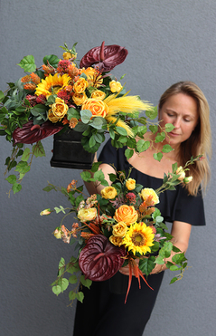 Miodowe Lata, bukiet / dekoracja nagrobna, dł.59cm