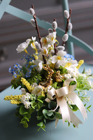 Geraya Gold, wielkanocny mini - stroik w złotym naczyniu, wys.27cm