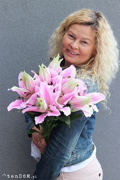 bukiet lilii Misella, różowe, 6szt, dł. 70cm