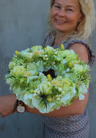 elegancki letni wianek Zielony Ogród, śr.28cm