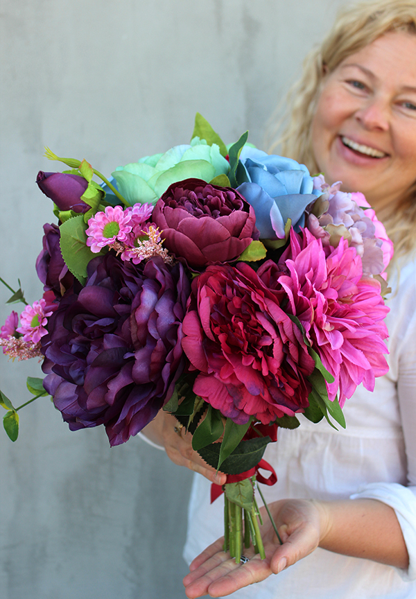 bardzo elegancki bukiet Caryca Pink&Violet, dł.35cm