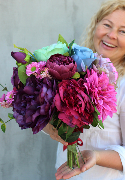 bardzo elegancki bukiet Caryca Pink&Violet, dł.35cm