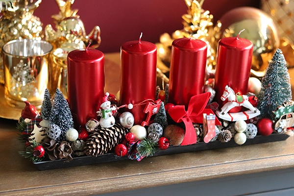 adwentowy stroik Dzieciństwo, wym.19x40x17cm