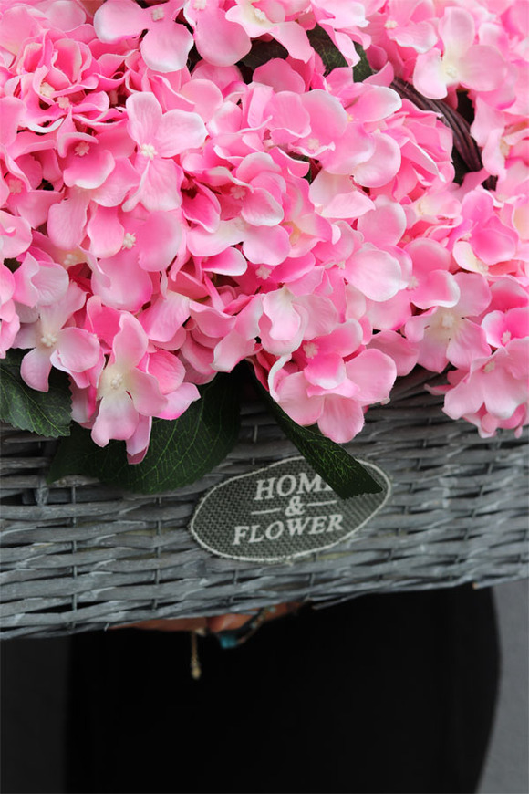bogaty kosz z hortensjami Provance Pink, wym.34x86cm 