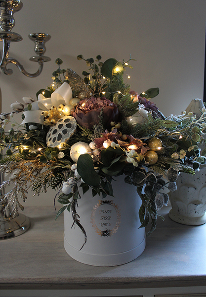 box świąteczny / stroik Zgaszony Fiolet Deluxe, wys.50cm