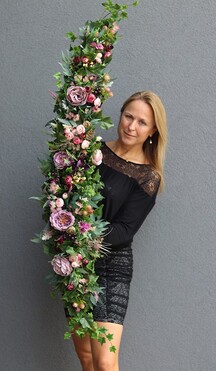 fioletowa girlanda kwiatowa, Moko Fiolettina, dł.150cm   