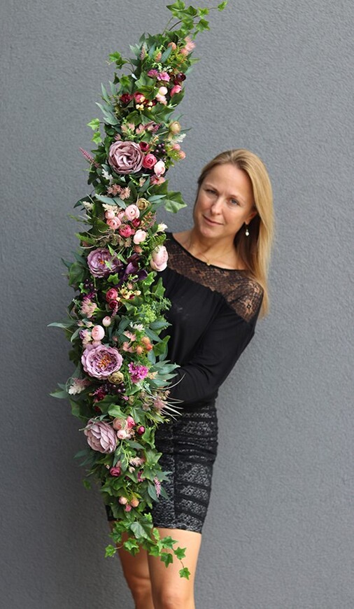 fioletowa girlanda kwiatowa, Moko Fiolettina, dł.150cm   