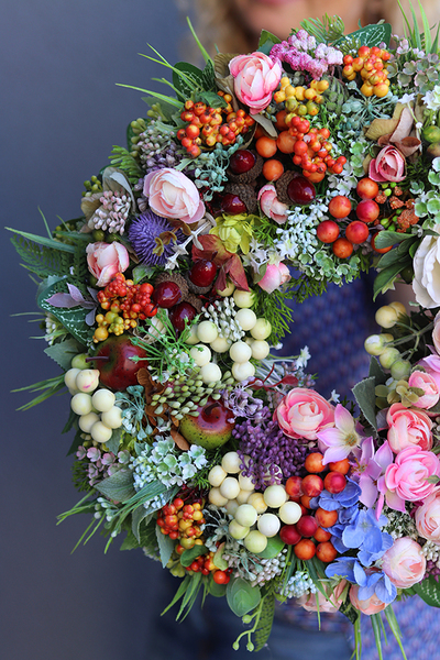 barwny wianek Biały Kwiat Fruito 2, śr.38cm