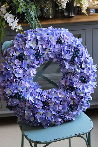 Fioletowa Hortensja Benicja, ogromny wianek, śr.60cm  