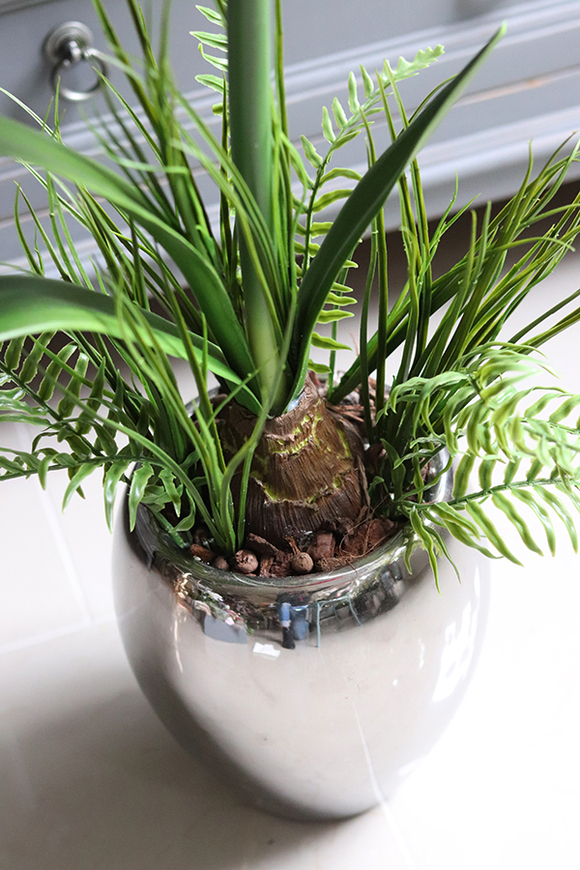 Amarylis Silver, kompozycja z bordowym kwiatem, wys.68cm 