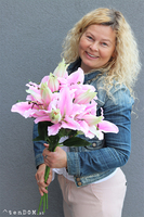 bukiet lilii Misella, różowe, 6szt, dł. 70cm