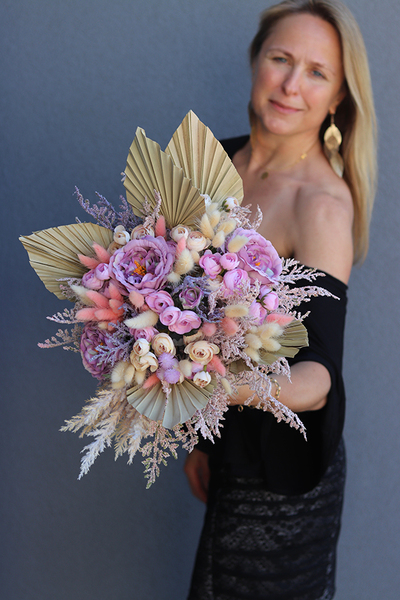 fioletowy flowerbox z kłosami, Orfitta, wys.38cm