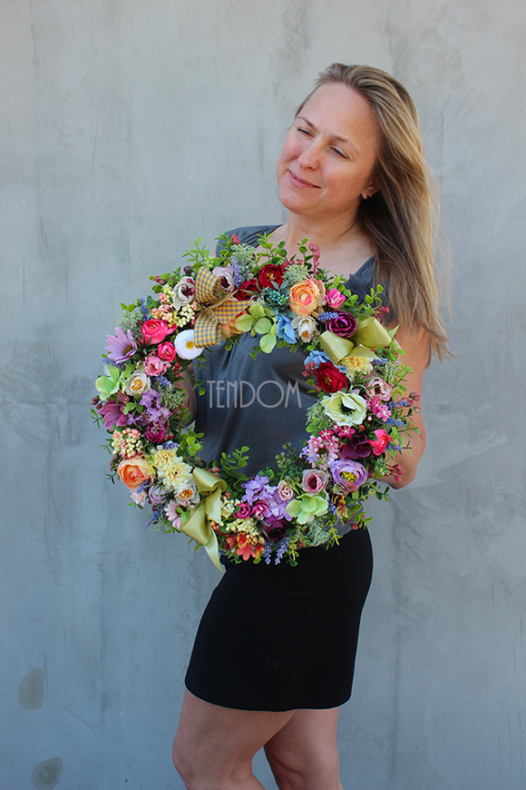 dekoracyjny wianek na drzwi Letnia Łąka, śr.40cm