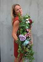 kwiatowa kompozycja na złotym kole, duża, Martha, śr.90cm, koło 56cm