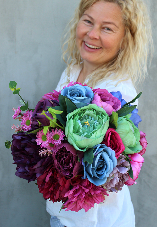 bardzo elegancki bukiet Caryca Pink&Violet, dł.35cm