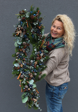 girlanda Natural Blue, dekoracja na stół / kominek / balustradę, dł.180cm