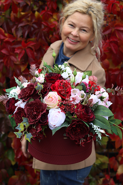 flowerbox w bordowym pudełku, Playa del Carmen, wys.45cm