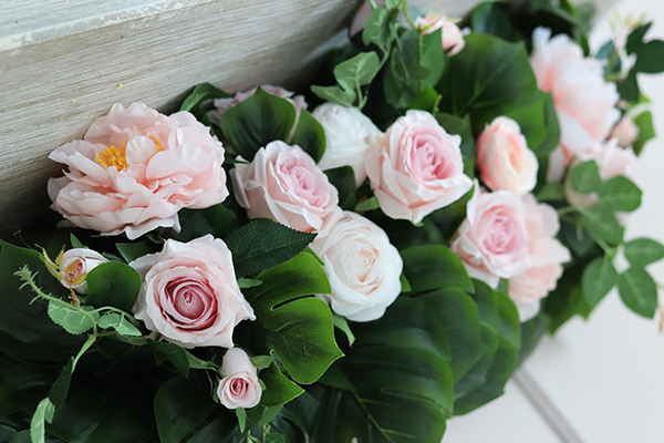 Monstera & Peonia, girlanda ze sztucznych roślin, dł.100cm 