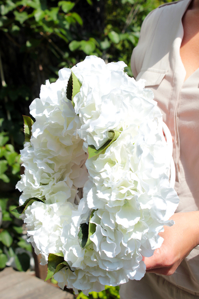 Biała Hortensja wianek na drzwi, śr.30cm  