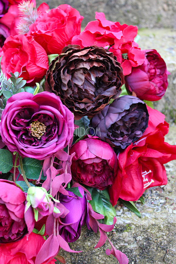 dekoracja nagrobna + bukiet Karminowa komplet, wym.70cm