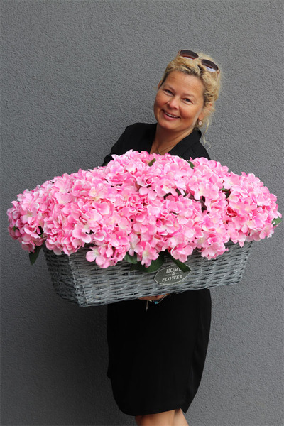 bogaty kosz z hortensjami Provance Pink, wym.34x86cm 