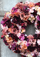 Brązowa Hortensja New, jesienny wianek na drzwi, śr.40cm