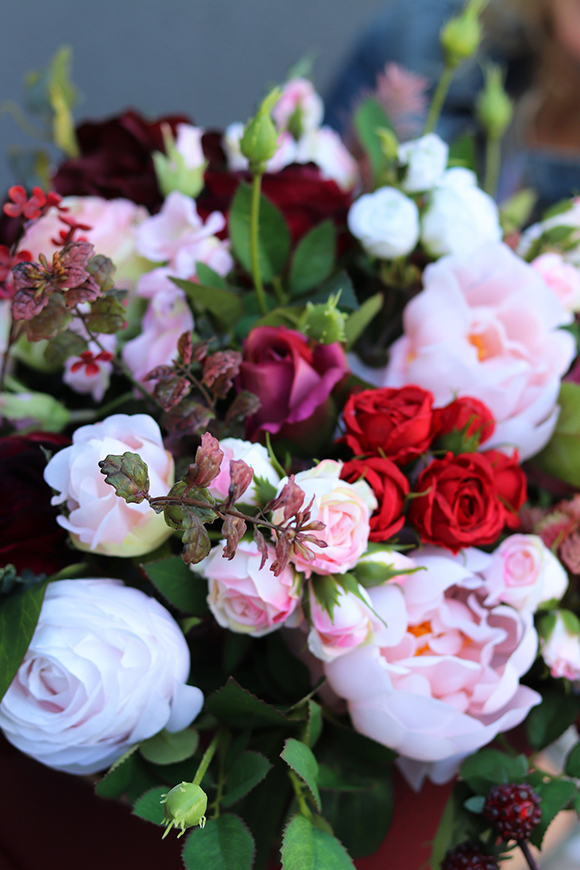 flowerbox w bordowym pudełku, Playa del Carmen, wys.45cm