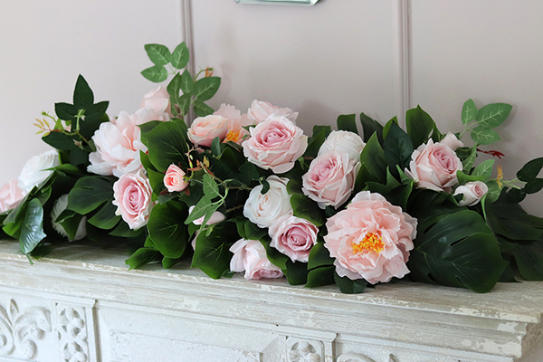 Monstera & Peonia, girlanda ze sztucznych roślin, dł.100cm 