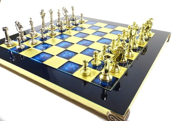 ekskluzywne klasyczne szachy metalowe, Staunton, wym.36x36cm 