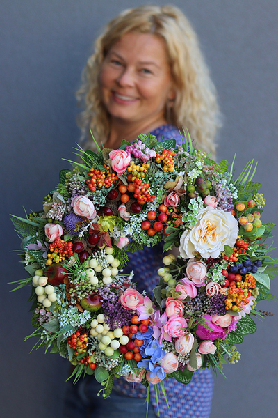 barwny wianek Biały Kwiat Fruito 2, śr.38cm