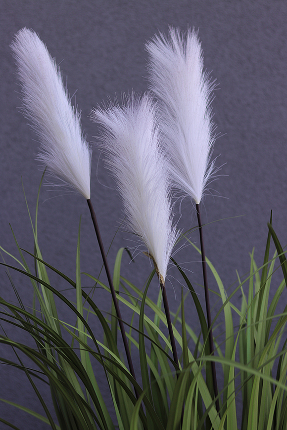 Fiberglass Grande Felina, sztuczna trawa z kłosami w kwadratowej donicy, wys.125cm