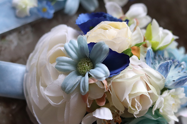 Blue Princess, opaska do zasłon z dekoracją kwiatową, kpl.2szt 