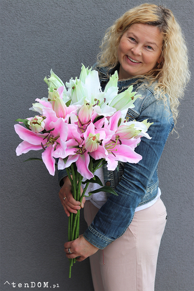 bukiet lilii Misella, różowe, 6szt, dł. 70cm