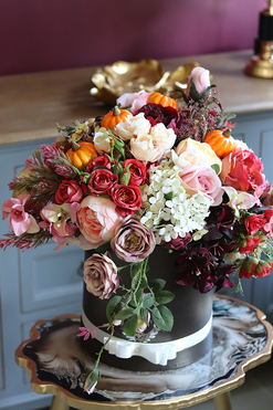 Autumn Flowers, box jesienny z dyniami, wys.44cm   