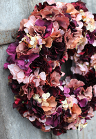 Brązowa Hortensja New, jesienny wianek na drzwi, śr.40cm