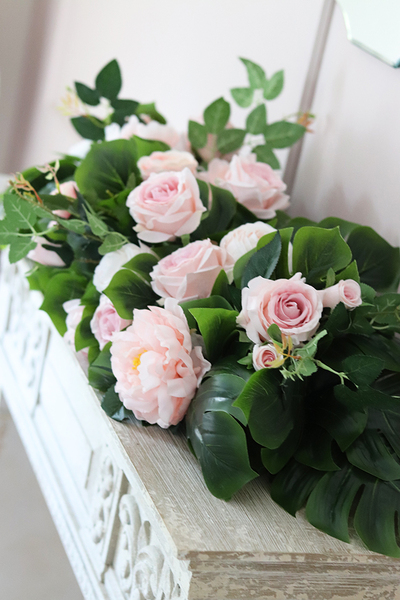 Monstera & Peonia, girlanda ze sztucznych roślin, dł.100cm 