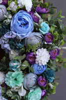 atrakcyjny kwiatowy wianek, Niebieska Poświata, śr.46cm  