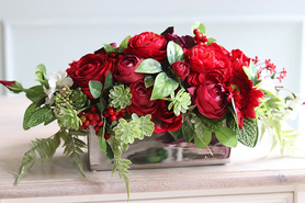 Augustyna Silver, kompozycja kwiatowa w lustrzanym naczyniu, wym.22x43cm